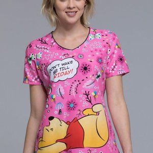 Cherokee Disney Tooniforms Scrubs Top Winnie The Pooh Don't Wake Me Size L